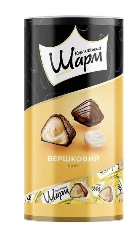 Цукерки Королівський шарм АВК з вершковою начинкою (тубус) 235г